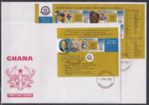 Ghana 3728-3731 und Block 468 gestempelt als FDC / Fußball #OE143