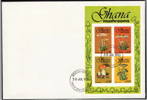 Ghana Block 231 gestempelt als FDCs / Pilze #OE096