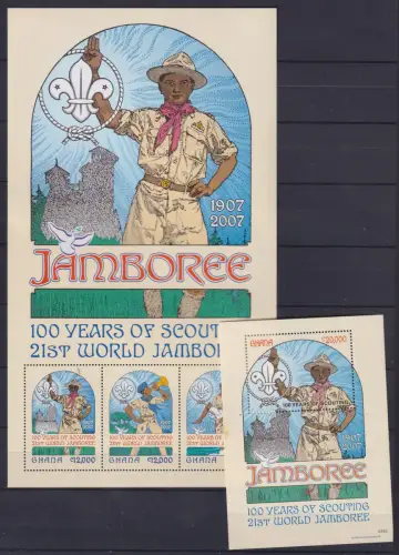 Ghana 3922-3924 und Block 482 postfrisch Kleinbogen / Pfadfinder #OE073