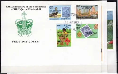 Ghana 1842-1845 und Block 227 und 228 gestempelt als FDCs / Königshaus #OE091