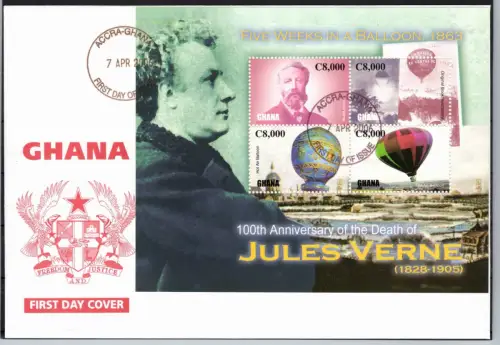 Ghana 3812-3815 und Block 474 gestempelt als FDC / Schriftsteller #OE150