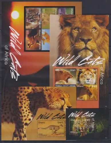 Ghana 4591-4600, Block 566 und 567 postfrisch Kleinbogensatz / Wildtiere #OE193