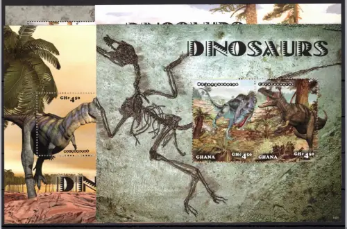 Ghana 4471-4478, Block 551-552 postfrisch Kleinbogensatz / Dinosaurier #OE184