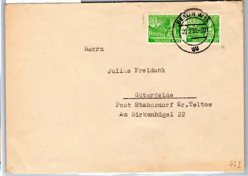 Berlin 47 I auf Brief als Mehrfachfrankatur #OR104