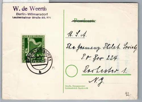 Berlin 72 auf Postkarte Drucksache Ausland #OR144