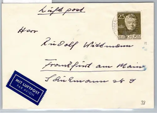 Berlin 98 auf Brief als Einzelfrankatur Luftpost #OR193