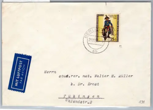 Berlin 131 auf Brief als Einzelfrankatur Luftpost #OR444