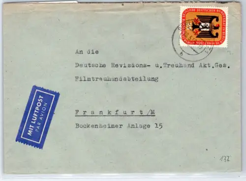 Berlin 137 auf Brief als Einzelfrankatur Luftpost #OR453