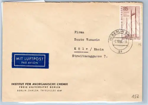 Berlin 157 auf Brief als Einzelfrankatur Luftpost #OR462