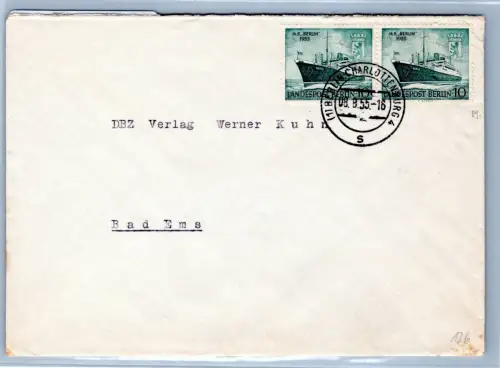 Berlin 126 auf Brief als Mehrfachfrankatur im waagerechten Paar #OR436