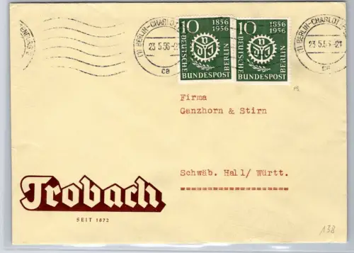 Berlin 138 auf Brief als Mehrfachfrankatur #OR455