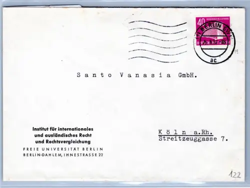 Berlin 122 auf Brief als Einzelfrankatur #OR431