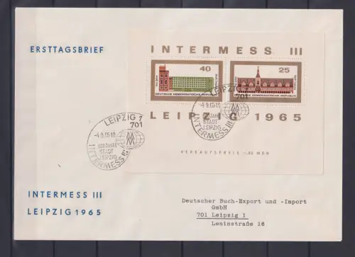 DDR Block 24 gestempelt als Ersttagesbrief/FDC Intermess #OM272