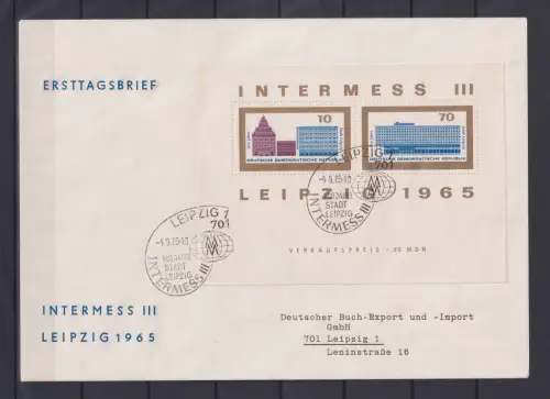DDR Block 23 gestempelt als Ersttagesbrief/FDC Intermess #OM271