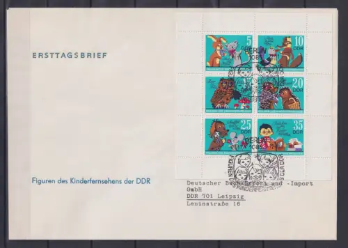 DDR 1807-1812 gestempelt als Kleinbogen mit ESSt auf FDC Kinderfernsehen #OM282