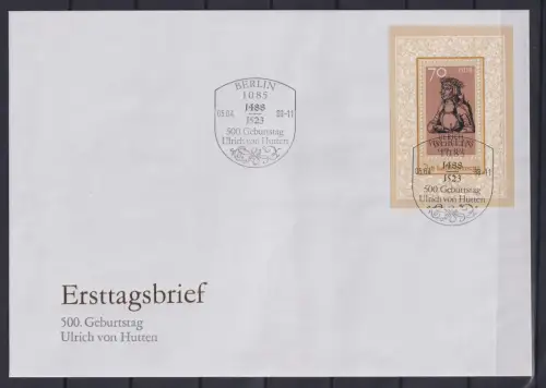 DDR Block 93 gestempelt mit ESSt auf FDC Ulrich von Hutten #OM322