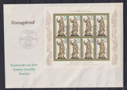 DDR 2906II gestempelt als Kleinbogen mit ESSt auf FDC Kunstwerke #OM315