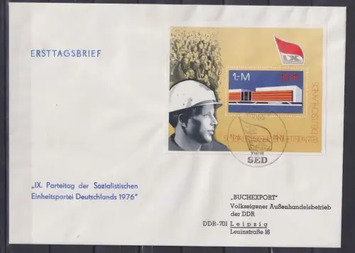 DDR Block 45 gestempelt mit ESSt auf Ersttagsbrief/ FDC SED-Parteitag #OM287
