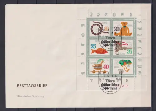 DDR 2661-2666 gestempelt Kleinbogen LZ 10 auf Ersttagsbrief Spielzeug #OM301