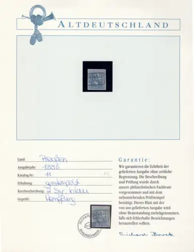 Preußen 11 gestempelt Borek Garantie #OT014