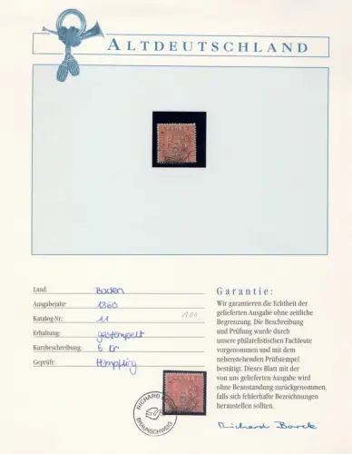 Baden 11 gestempelt Borek Garantie #OT110