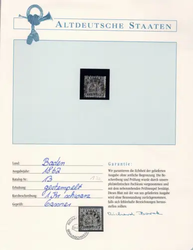 Baden 13 gestempelt Borek Garantie #OT108