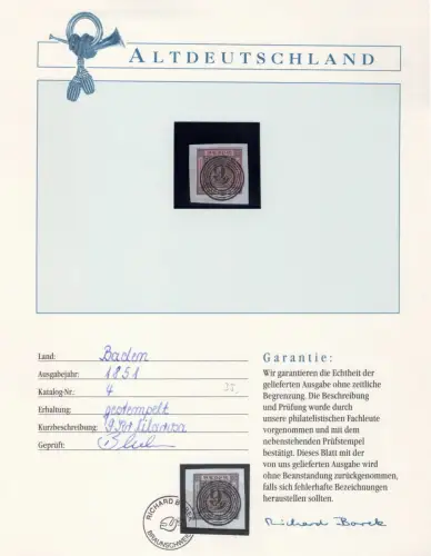 Baden 4 gestempelt Borek Garantie #OT117