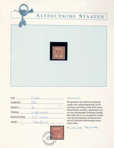 Baden 20 mit Falz Borek Garantie #OT102