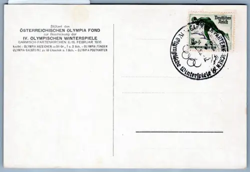 Deutsches Reich 600 auf Postkarte offizielle Olympiakarte Garmisch #OQ484