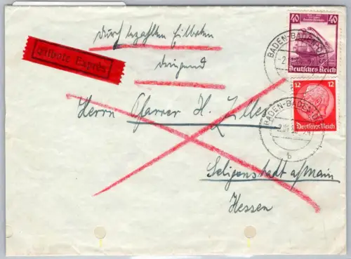 Deutsches Reich 583 auf Brief als Mischfrankatur portogerecht #OQ465