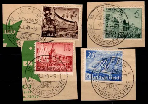 Deutsches Reich 739-742 gestempelt auf Briefstück mit Messe-Stempel #OQ653