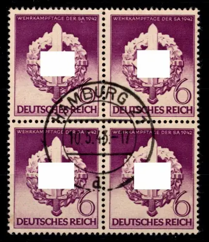 Deutsches Reich 818 gestempelt als 4er Block #OQ752