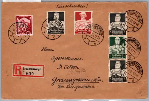 Deutsches Reich S220 u.a. auf Brief als Mischfrankatur portogerecht #OQ985