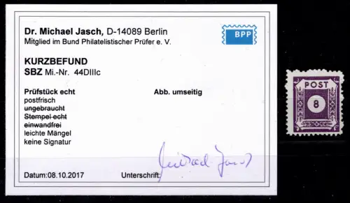SBZ 44 D III c postfrisch geprüft Dr. Jasch BPP #OR827