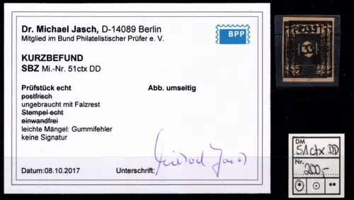 SBZ 51 ctx DD mit Falz geprüft Dr. Jasch BPP #OR829