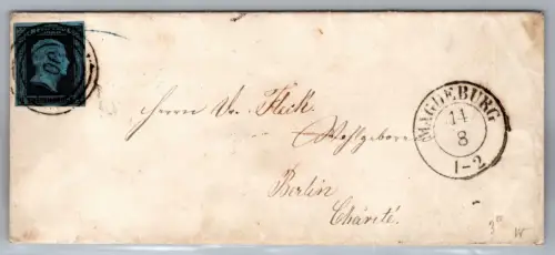 Preußen 3 auf Brief von Magdeburg nach Berlin #OT319