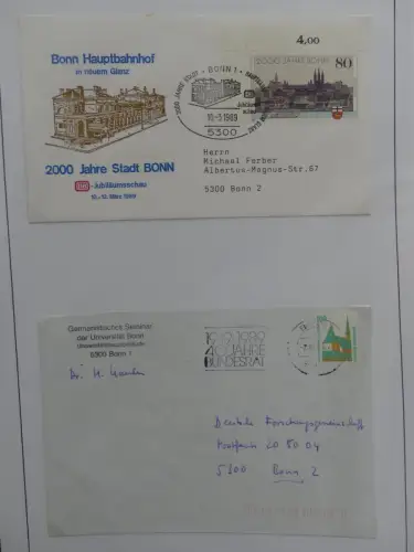Deutschland Briefe, Karten mit Bonn Stempel auf selbstgestalteten Seiten #LZ946
