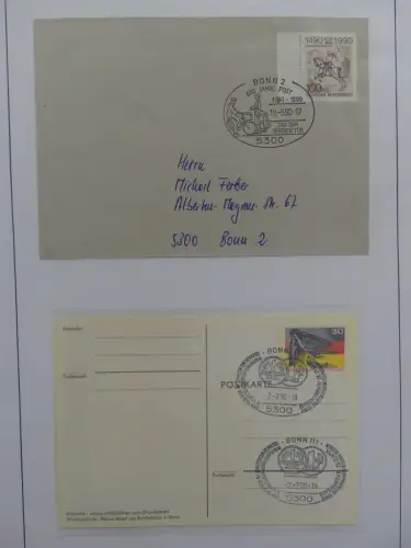 Deutschland Briefe, Karten mit Bonn Stempel auf selbstgestalteten Seiten #LZ946