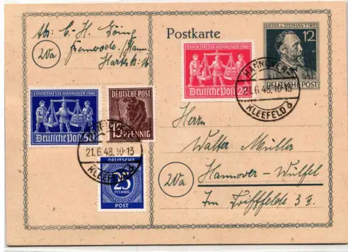 Alliierte Besetzung P 965,926 u.a. als Ganzsache Brit. Am. Zone ZF #NZ055