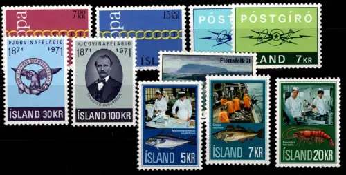 Island Jahrgang 1971 postfrisch mit Mi.Nr.: 450-459 #OT525