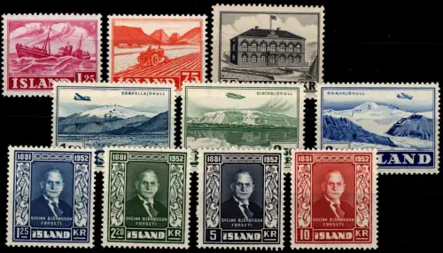 Island Jahrgang 1952 postfrisch mit Mi.Nr.: 275-284 #OT506
