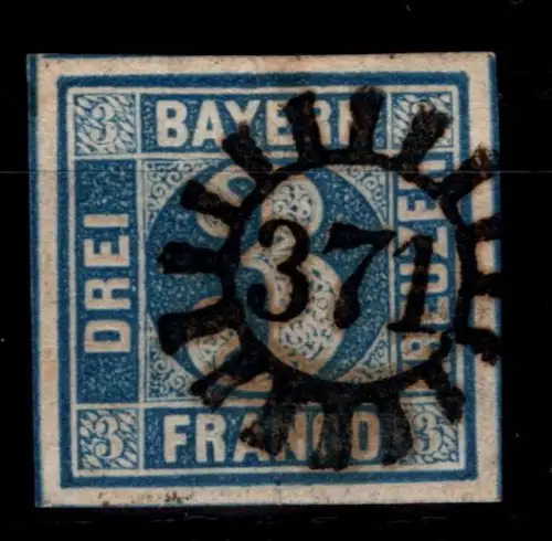 Bayern 2 II (Platte 4) gestempelt gMr 371 "Oettingen" #OT852