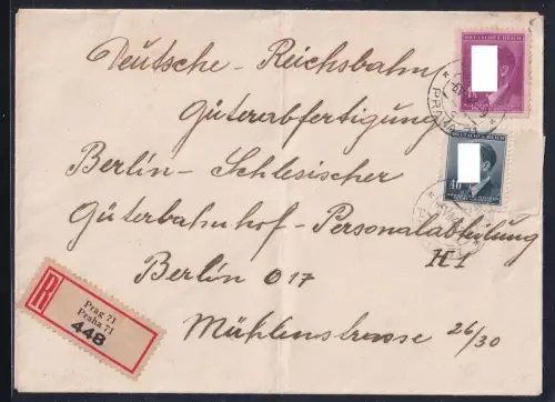 Böhmen und Mähren 91, 103 auf Brief Einschreiben #OT774