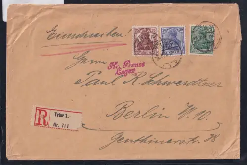 Deutsches Reich 85, 87, 103 auf Brief Roter L 2 Stempel #OT787