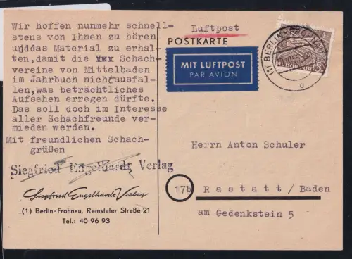 Berlin 48 auf Postkarte Luftpost #OT692