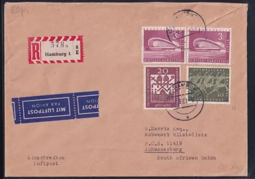 Berlin 154 u.a. auf Brief als Mischfrankatur Luftpost Einschreiben #OT681