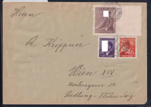 Böhmen und Mähren 38, 85, 93 auf Brief #OT775