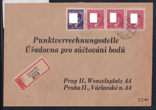 Böhmen und Mähren 93, 96 auf Brief Einschreiben #OT776