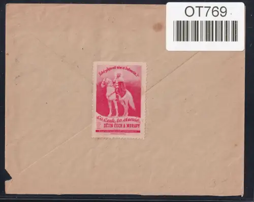 Böhmen und Mähren 28 Pl.-Nr. 1 auf Brief Eckrand #OT769