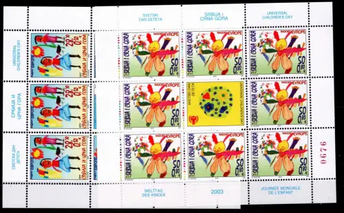 Jugoslawien 3150, 3151 postfrisch als Kleinbogen #OU129